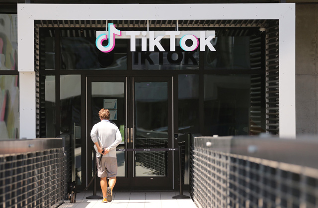 The TikTok logo is displayed in front of a TikTok office on Thursday in Culver City, California (AFP photo)