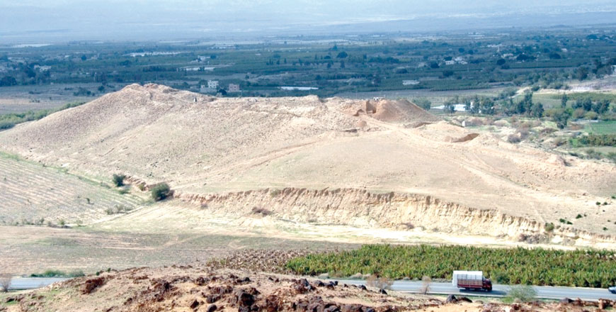 In this photo taken in 2018, a view of the Tell Al Hammam archaeological site, 14km northeast of the Dead Sea can be seen. The site is the third largest Middle Bronze Age site in the southern Levant  (Photo courtesy of the Tell Al Hammam Project)