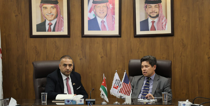 Director-General of the Vocational Training Corporation Ahmad Gharaibeh meets with US Embassy Cultural Attaché in Amman Jed Dornburg to explore ways to enhance cooperation and expand cultural exchange opportunities (Photo courtesy of Vocational Training Corporation)