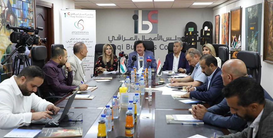 Iraqi Business Council in Jordan Vice Chairman Saad Naji speaks during a press conference over plans for a future Jordanian-Iraqi economic forum in Amman on Sunday (Petra photo)
