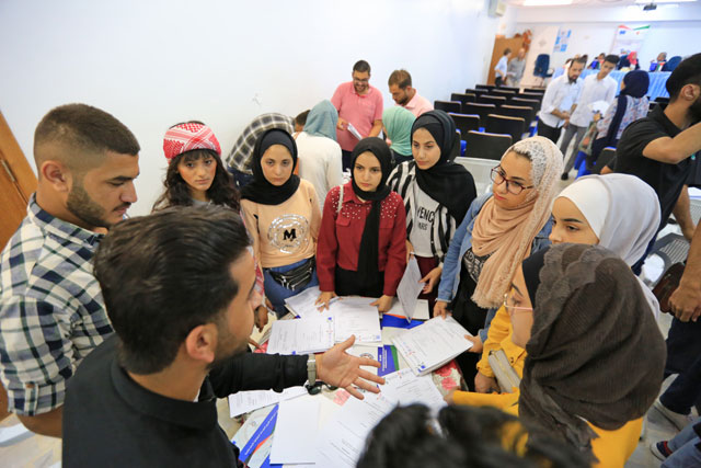 Youth at a workshop on political participation in Irbid on Thursday (Photo courtesy of the EU)
