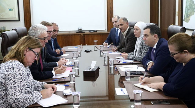 Minister of Planning and International Cooperation Imad Fakhoury meets with UN Under-secretary General for Humanitarian Affairs, Emergency Relief Coordinator Mark Lowcock, on Wednesday (Photo courtesy of Planning Ministry)
