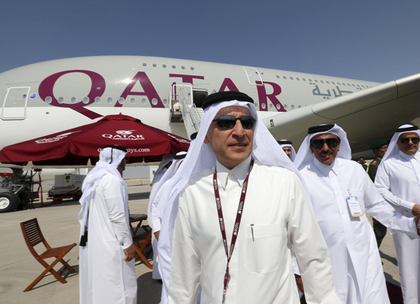 CEO of Qatar Airways Akbar Al Baker visits the Dubai Airshow (Reuters file photo)