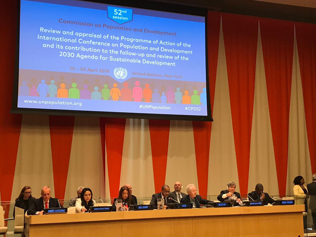 In this undated photo, UN officials preside over the 52nd session of the Commission on Population and Development at UN Headquarters in New York. Jordan presented a report on behalf of the Arab world at the session (Photo courtesy of the Higher Population Council)