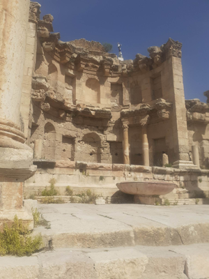 The Roman nymphaeum in Gerasa, modern-day Jerash, in May (Photo by Saeb Rawashdeh)