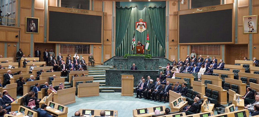 His Majesty King Abdullah delivers the Speech from the Throne in Parliament on Sunday (Petra photo)