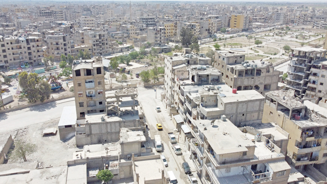 An aerial view shows Syria's northern city of Raqqa on Monday (AFP photo)