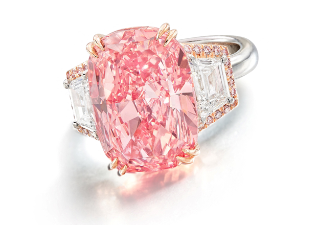 This undated image received from Sotheby's auction house on Saturday shows the Williamson Pink Star diamond, which was sold at auction in Hong Kong for nearly $58 million on Friday, setting a record for price per carat for any diamond or gemstone, according to auction house Sotheby's (AFP photo)