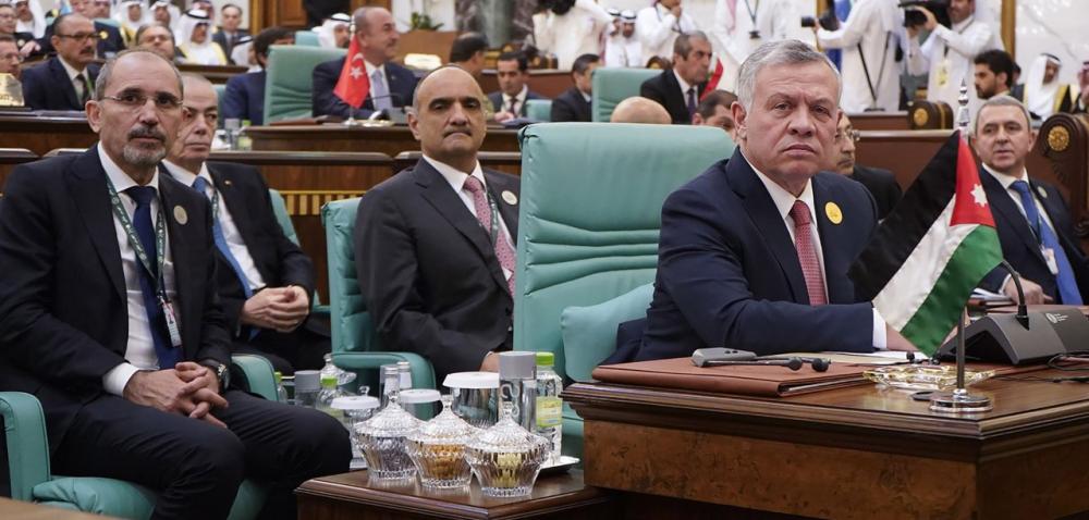   His Majesty King Abdullah delivers speech at the opening of the 14th Session of the Ordinary Islamic Summit Conference of the Organisation of Islamic Cooperation in Mecca on Saturday (Photo courtesy of Royal Court)