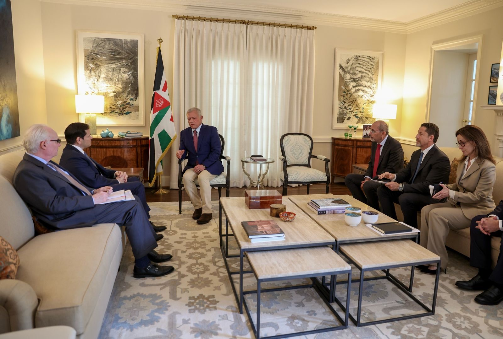 His Majesty King Abdullah meets on Monday with United States Secretary of State Marco Rubio in Washington, DC (Photo courtesy of Royal Court)