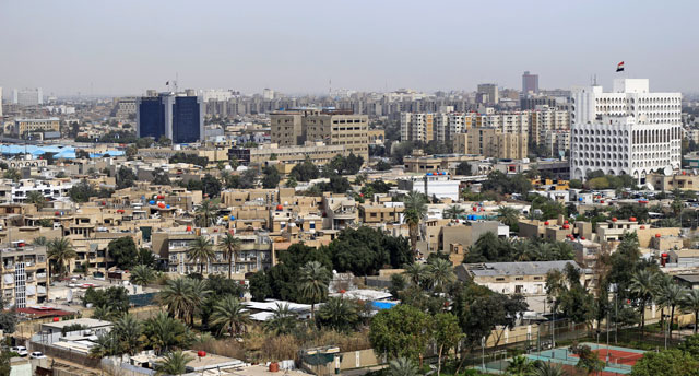 An aerial view of Baghdad, Iraq, taken on Sunday. The photo was taken onboard a helicopter (Reuters photo)
