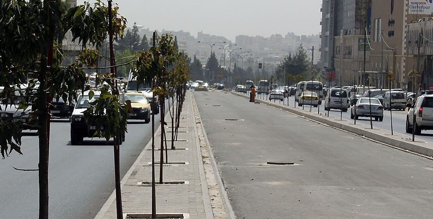 The Bus Rapid Transit lane on Queen Rania Street in Amman (File photo)