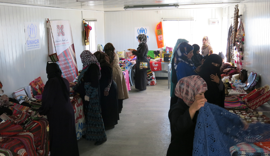 Jordanian and Syrian women organise a bazaar to sell handicrafts at the Zaatari Refugee Camp, some 90km northeast of Amman, last year (File photo)
