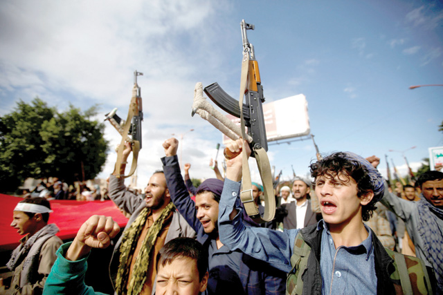 Supporters of the Houthi movement take part in a protest marking the annual Al Quds Day (Jerusalem Day) on the last Friday of the holy month of Ramadan in Sanaa, Yemen, on May31  (Reuters file photo)