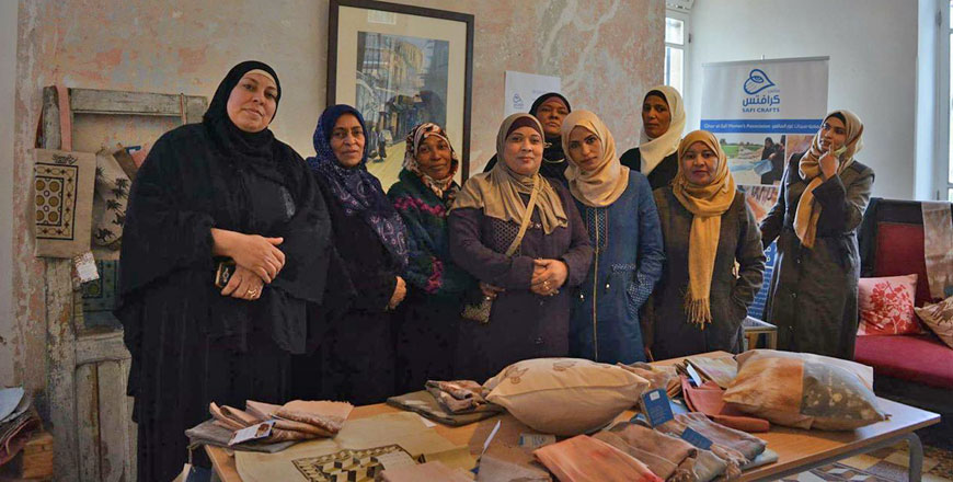 Members of the Ghor El Safi Women’s Association have utilised natural dyes to colour their handmade fabric products (Photo courtesy of UNESCO)