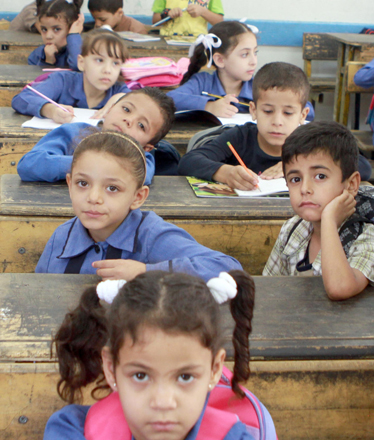 Students attend class at a public school in September 2015 (Photo by Hassan Tamimi)