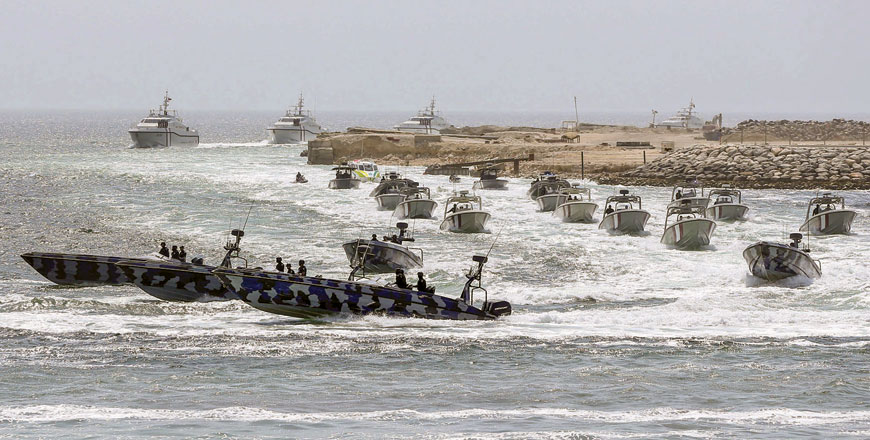Qatar's coast guards take part in the inauguration ceremony of the new building of the General Directorate of Coasts and Borders Security, in northern Qatar, on Sunday (AFP photo)