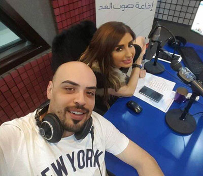 Radio show hosts Amjad Hijazeen and Jessy Abu Faysal are attempting to break the Guinness World Record for the longest live talk show  (Photo courtesy of Sawt El Ghad Jordan)