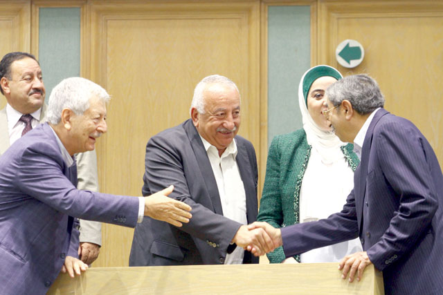 Members of the two Houses of Parliament attend a joint session on Thursday to resolve a dispute over the Social Security Law amendments (Photo by Hassan Tamimi)