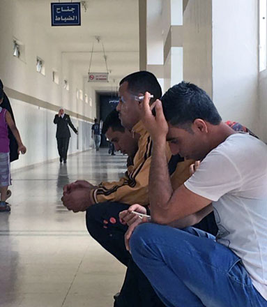 A visitor smokes at the King Hussein Medical City in Amman recently (Photo by Osama Aqarbeh)
