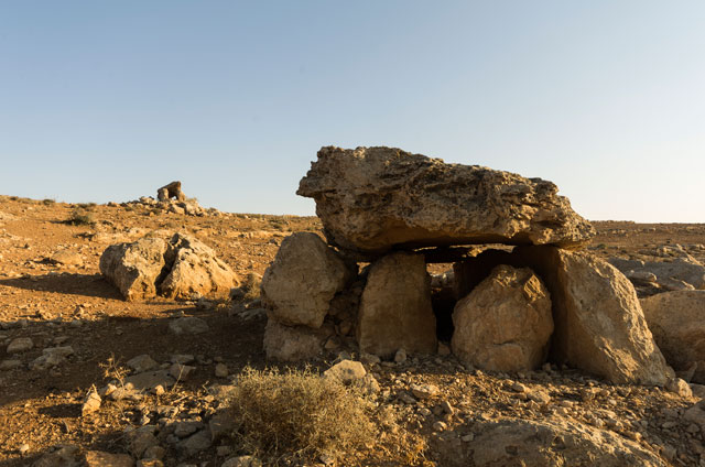 An undated photo of dolmens in the Jabal Mutawwaq area (Photo courtesy of Juan Ramón Muñíz)