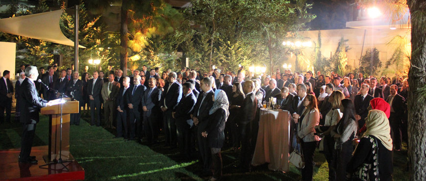 Matthew S. Lee, representative of Taiwan’s commercial office in Amman, speaks at a ceremony to mark the island’s national day earlier in the week (JT photo)