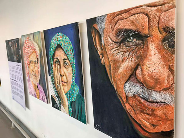 Sixteen art pieces created by refugees living in Jordan are exhibited at IKEA Jordan (Photo courtesy of UNHCR)