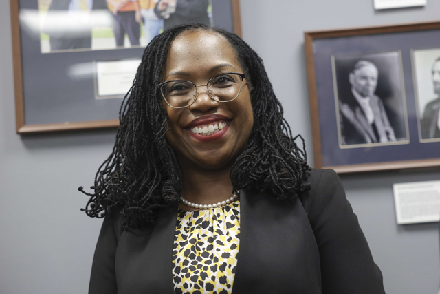 US Supreme Court Nominee Ketanji Brown Jackson meets with Sen. Sherrod Brown (D-OH) in his office on Capitol Hill, on Tuesday, in Washington, DC (AFP photo)