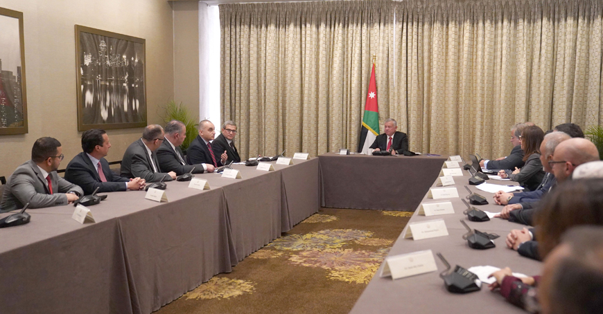 His Majesty King Abdullah on Monday met with the president and members of the executive board of the Jordanian American Physicians  organisation and a number of distinguished Jordanian doctors based in the United States (Photo courtesy of Royal Court)