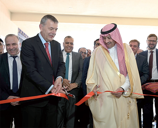 Saudi Ambassador to Jordan Nayef Bin Bandar Al Sudairy and UNRWA Commissioner General Philippe Lazzarini during the inauguration of a health centre in Zarqa camp (Photo courtesy of UNRWA)