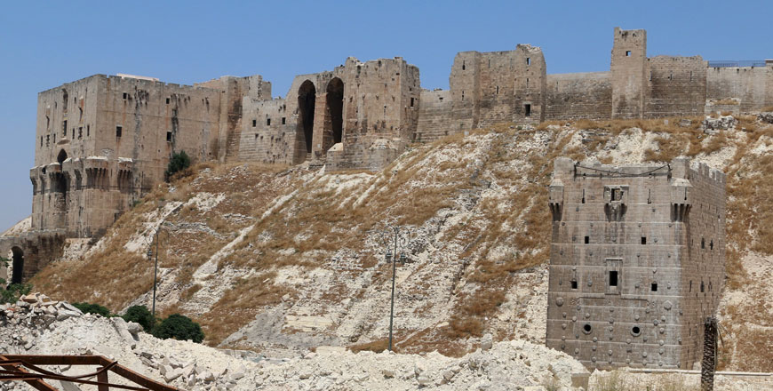 A view shows part of Aleppo's ancient citadel as seen from a rebel-held area in Aleppo, Syria, on Sunday (Reuters photo)
