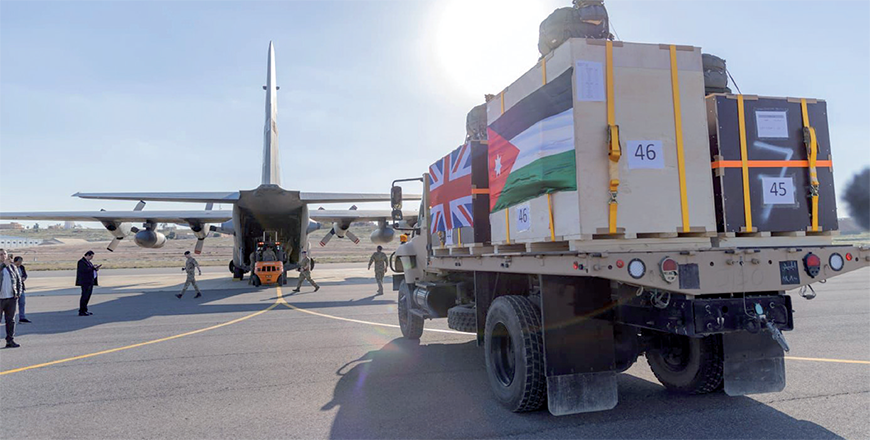 The joint Jordanian-British air-drop carried out on Wednesday provided four tonnes of essential medicines, fuel and food for patients and staff to Jordanian field hospital in Tal Al Hawa in war-torn northern Gaza (Photo courtesy of British embassy)