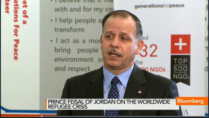 HRH Prince Feisal speaks to Bloomberg Television Middle East editor Elliott Gotkine (unseen) during an interview aired on Monday in this screen grab taken from Bloomberg Television (Photo courtesy of Bloomberg Television)