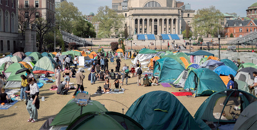 Pro-Palestinian encampment at the Columbia University on Sunday in New York City (AFP photo)