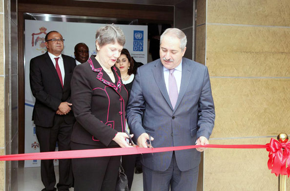 UNDP Administrator Helen Clark and Deputy Prime Minister and Foreign Minister Nasser Judeh inaugurate the Regional Hub for Arab States in Amman on Sunday (Petra photo)