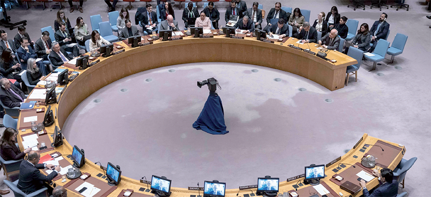 An overall view shows the United Nations Security Council during a meeting concerning the UN Relief and Works Agency at UN headquarters in New York City on Tuesday (AFP photo)