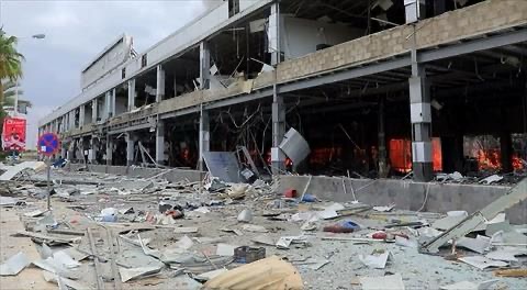 This handout picture released by the Huthi-affiliated branch of the Yemeni News Agency SABA on May 6, 2025, shows destruction at Sanaa international airport after Israel's military warplanes struck Yemen's rebel-held capital Sanaa (AFP photo)