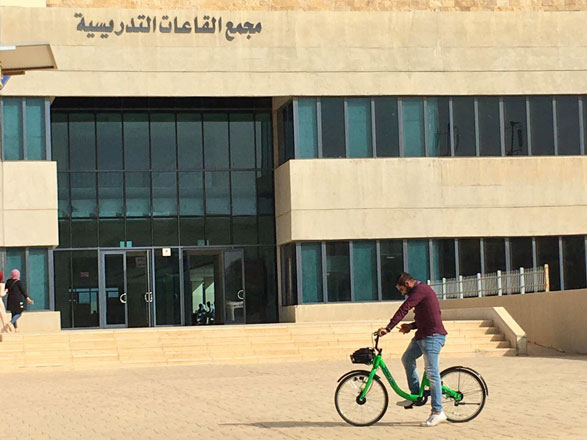Students can rent a bike for two fils per minute at the Jordan University of Science and Technology  (Photo by Muath Freij)