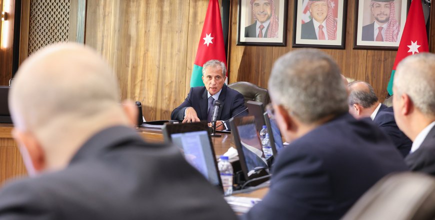 Prime Minister Jafar Hassan chairs a Cabinet session on Saturday, during which a set of amendments to the Social Security Law for 2024 were passed. (Petra photo)