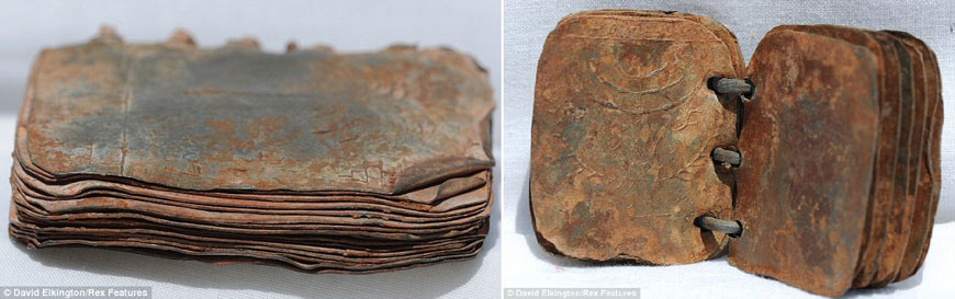 One of the Lead Codices found in Jordan which have been under tests to prove their authenticity   (Photos courtesy of Davic Elkington)