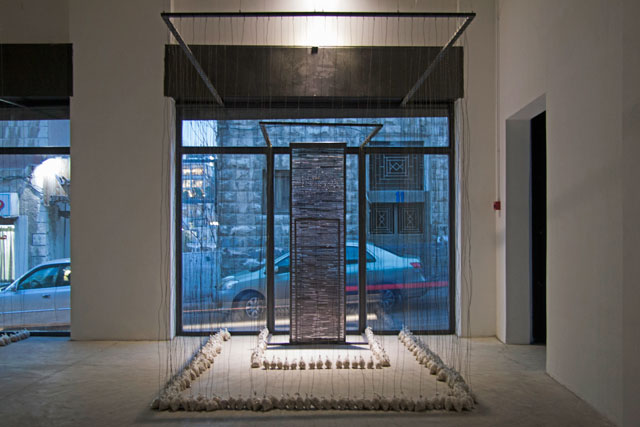 The exhibition uses Darat Al Funun’s The Lab’s space to display several art-themed windows  (Photo courtesy of Mais al Azab)