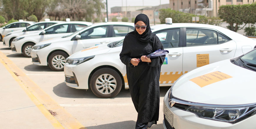 A driving instructor arrives at Saudi Aramco Driving Centre in Dhahran, Saudi Arabia, on June 6 (Reuters photo)