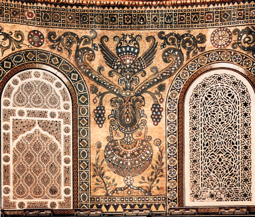 The mosaic walls inside the Dome of the Rock have been restored  through a project funded by Jordan  (File photo)