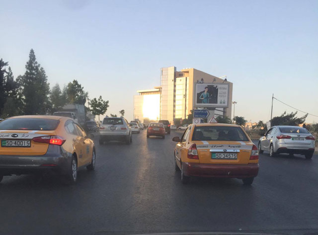 Two learner driver vehicles are seen on a street in Amman recently (Photo by Omar Obeidat)