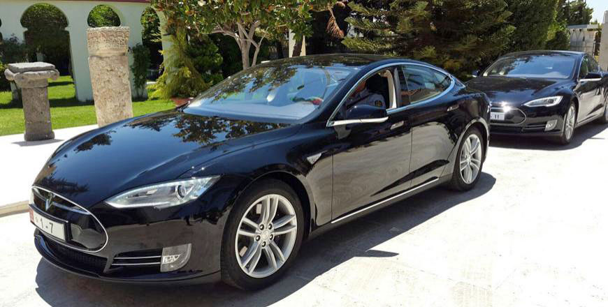 In this undated photo, electric cars used by ministers can be seen parked at the Prime Ministry in Amman (JT photo)