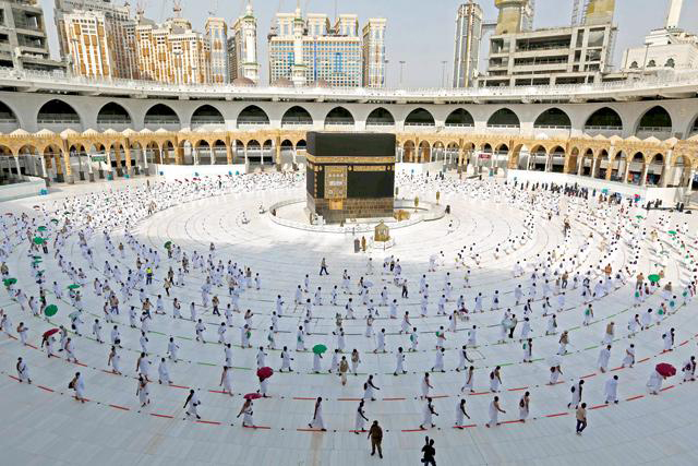 In this file photo taken on July 31, 2020 pilgrims circumambulate around the Kaaba, the holiest shrine in the Grand mosque in the Holy City of Mecca, during the annual Hajj (AFP photo)