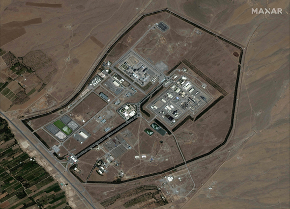 This file handout satellite image provided by Maxar Technologies on January 8, 2020, shows an overview of Iran's Arak Heavy Water Reactor Facility, south of the capital Tehran (AFP photo)