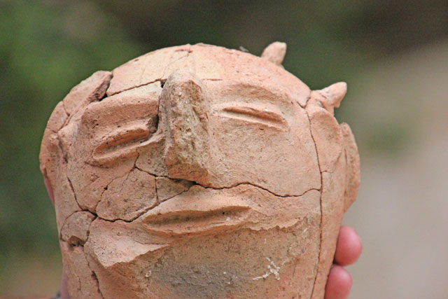 A head of a statue found at Tell Damiyah site in the central Jordan Valley (Photo courtesy of Lucas Petit)