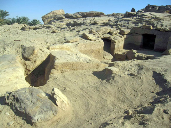 One of 12 newly discovered ancient Egyptian cemeteries dating back to the New Kingdom era and specifically the reigns of phaoroes Thutmose III and Amenhotep II, at Gabal Al Silsila or Chain of Mountains area in Upper Egypt, north of Aswan, on Wednesday (AFP photo)