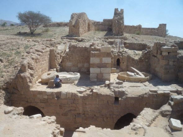 Between 12th and 15th centuries, the sugar industry in the Dead Sea area was a state monopoly. The remains of a sugar mill in Ghor Safi are seen in this undated photo (Photo courtesy of Konstantinos Politis)